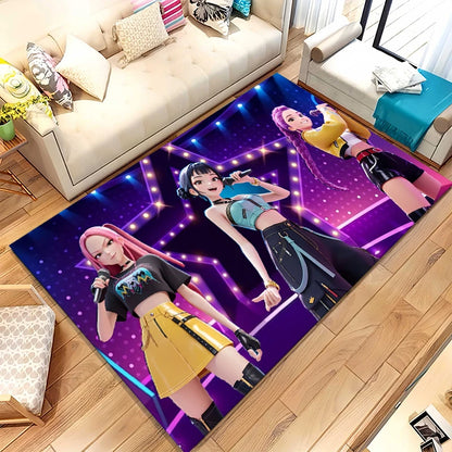 K-Pop Demon Hunters Golden Saja Boys Living Room Non-Slip Area Rug Soft Carpet for Bedroom Playroom Sofa,Home Decor Doormat