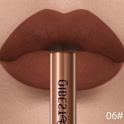 QIBEST Matte Liquid Lipstick Waterproof Long Lasting Velvet Lip Gloss Tint Tube Matte Nude Pigment Red Lipgloss Lips Makeup