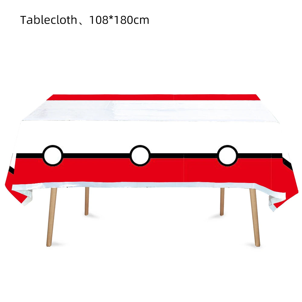 Pokemon Tablecloth Birthday Party Decorations Baby Shower Disposable Tableware Pikachu Table Cover Kids Favors Party Supplies