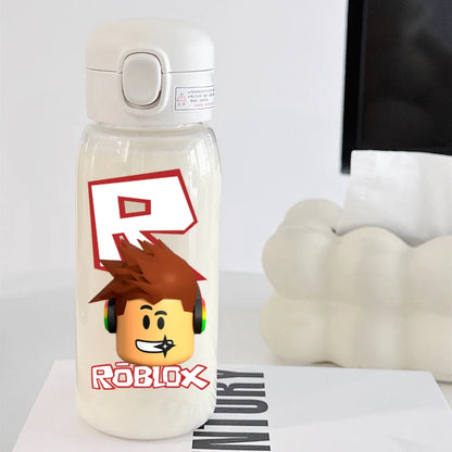 600ml Game Roblox Transparent Straw Water Cup Portable Large Capacity Straw Water Bottle Student Water Cup Plastic Sports Cup