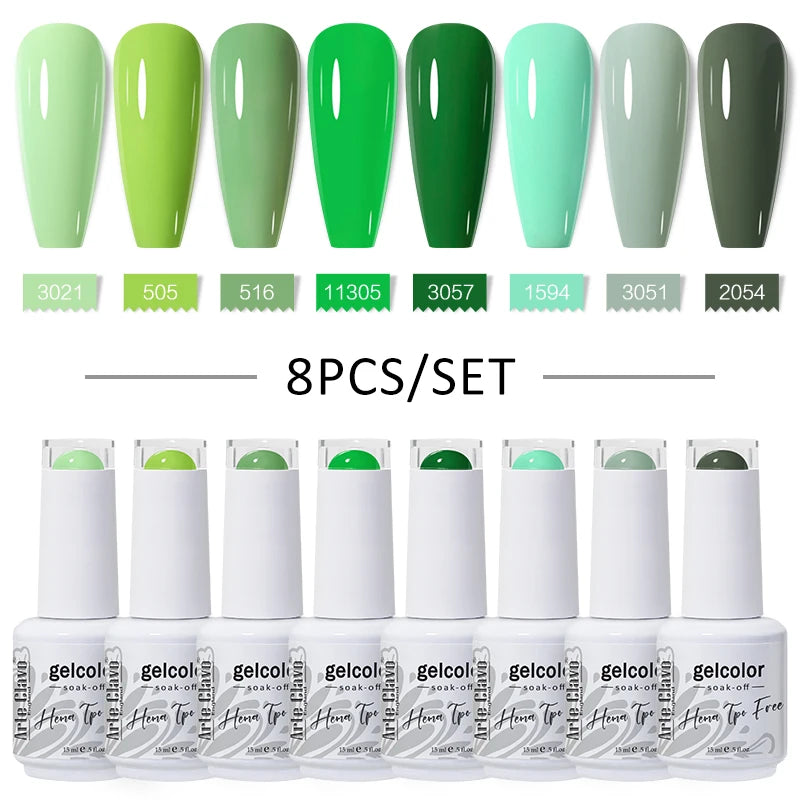 Arte Clavo 8Pcs/Set Gel Nail Polish Set 15ml Colorful Semi Permanent For Manicure Varnish Soak Off UV LED Nail Art Gel Kits