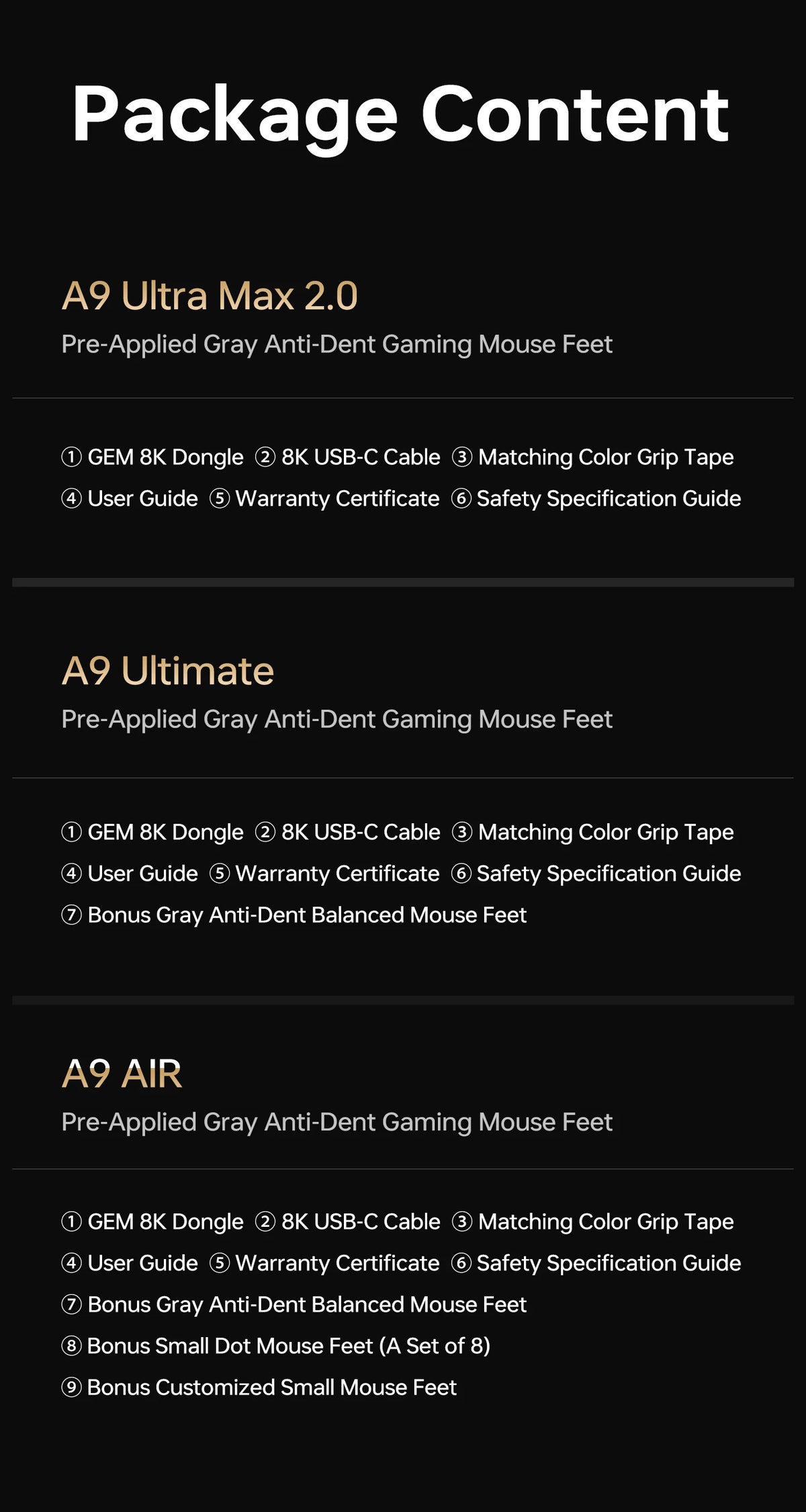 ATK A9 Air Ultimate Wireless Gaming Mouse Tri-Model Dual 8KHz PAW3950UItra 800mAh 42000DPI 750IPS Lightweight Ergonomic E-sports