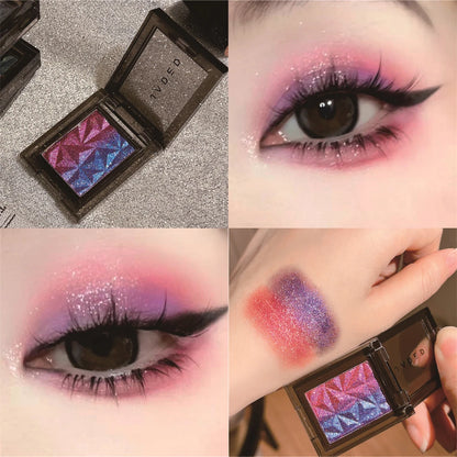 Chameleon Gradient Eyeshadow Palette Glitter Smokey Silver Blue Highlighter Metallic Pearlescent Eyes Makeup Lasting Brightening