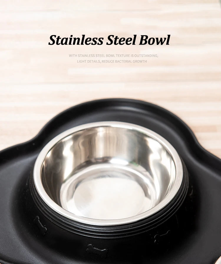 Stainless Steel Pet Dog Feeder Silicone Anti-spill Cats Dog Double Bowl Pet Feeding Drinking Water Bowls Dog Food Dispenser