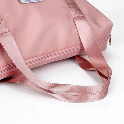 Extendable Women's Large Capacity Storage Luggage Handbag Leisure Travel Duffle Bag Waterproof Nylon Sports and Fitness Handbag