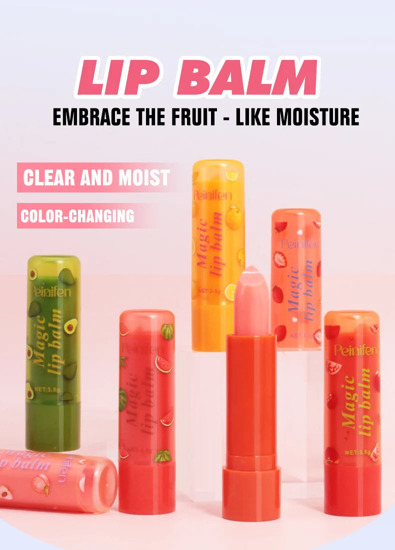 6Pcs Fruit Flavor Lip Balm Set Peach Strawberry LongLasting Moisturizing Lip GlossTransparent Shiny Non StickyHydrating Lip Care