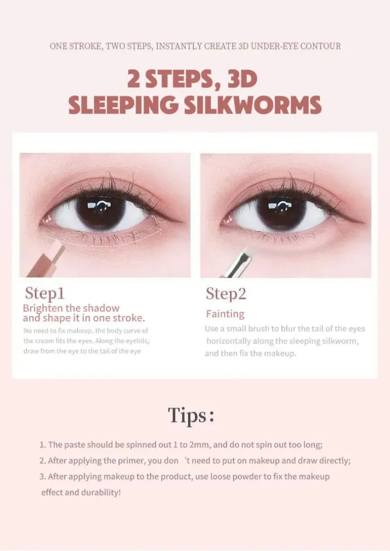 Brightening Aegyo Sal Pencil Waterproof Natural Dual-Color Lying Silkworm Under-Eye Highlighter Shadow Pen Contour Eye Makeup
