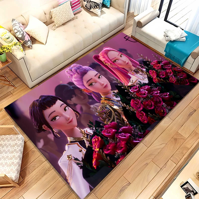 K-Pop Demon Hunters Golden Saja Boys Living Room Non-Slip Area Rug Soft Carpet for Bedroom Playroom Sofa,Home Decor Doormat