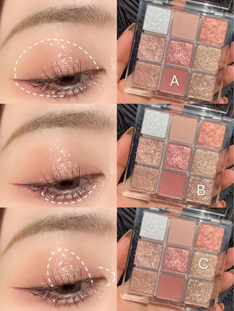 DIKALU Spring And Summer New Eyeshadow Palette Oh Rosy Nine Palace Grid Auto Focus Low Saturation Smoke Powder Rose Plate