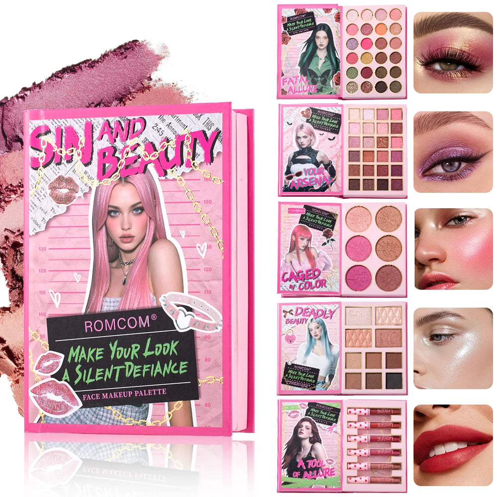 5-Page Makeup Palette with 70 Colors: 48 Matte & Shimmer Eyeshadows, 6 Lip Colors, 6 Blushes, and 10 Contour Shades - The Perfec