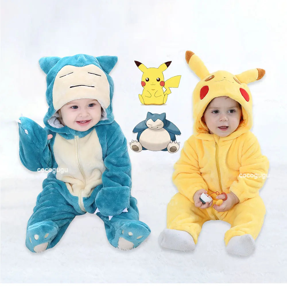 Pokemon Costume 0-5 Y Baby Snorlax Romper Anime Cosplay Kigurumi Cute Pajama Boys Girls Onesie Halloween Clothes