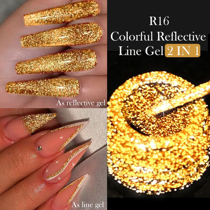 LILYCUTE 5ml Super Bright Silver Metallic Painting Liner Gel Nail Polish Drawing Stripe Graffiti Mirror Pull Line UV Gel Varnish