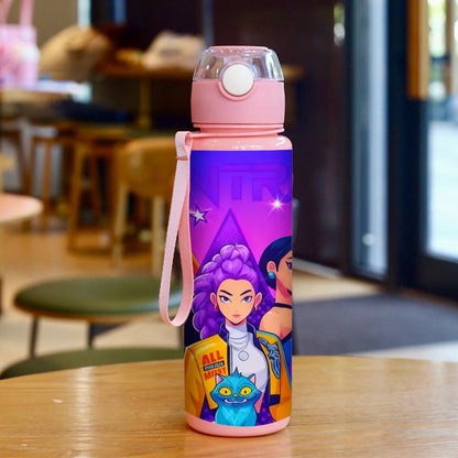 Kids' K-Pop Demon Hunters Portable Water Bottle: 3D Printed Leak-Proof Drinkware