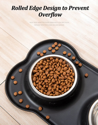 Stainless Steel Pet Dog Feeder Silicone Anti-spill Cats Dog Double Bowl Pet Feeding Drinking Water Bowls Dog Food Dispenser