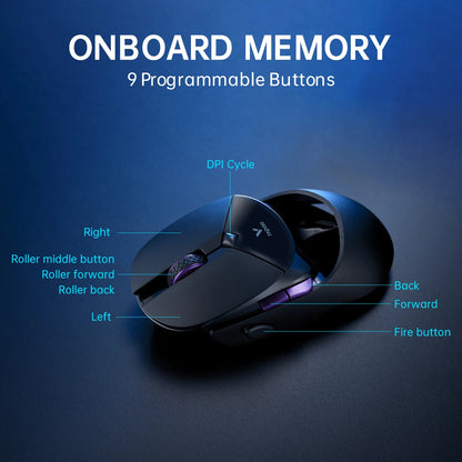 Rapoo VT960PRO Wired/ Wireless Gaming Mouse PAW3395 Sensor 26000 DPI OLED Display 9 Programmable Buttons On-Board Memory Black