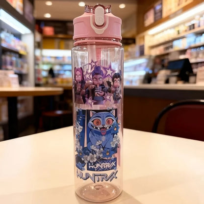 KPop Demon Hunters Gradient Water Bottles 750ml High-capacity Drinking Straw Cup Portable Girl Outdoor Bottles Office School