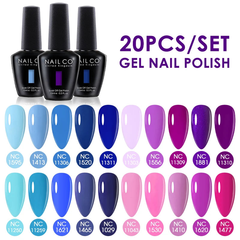 NAILCO 15ml Gel Nail Polish Set 30pcs/Lot Gel Polish Nail Soak Off UV LED Semi-Permanent Varnishes Nail Art Salon Free Shipping