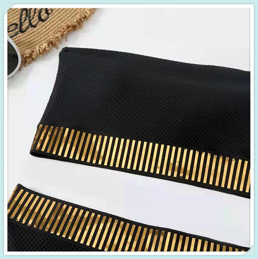 Sexy Bandeau High Waist Bikini 2023 Women Triangle Swimsuit Stitch Detail Swimwear Padded Bathing Suit Female Solid Beachwear