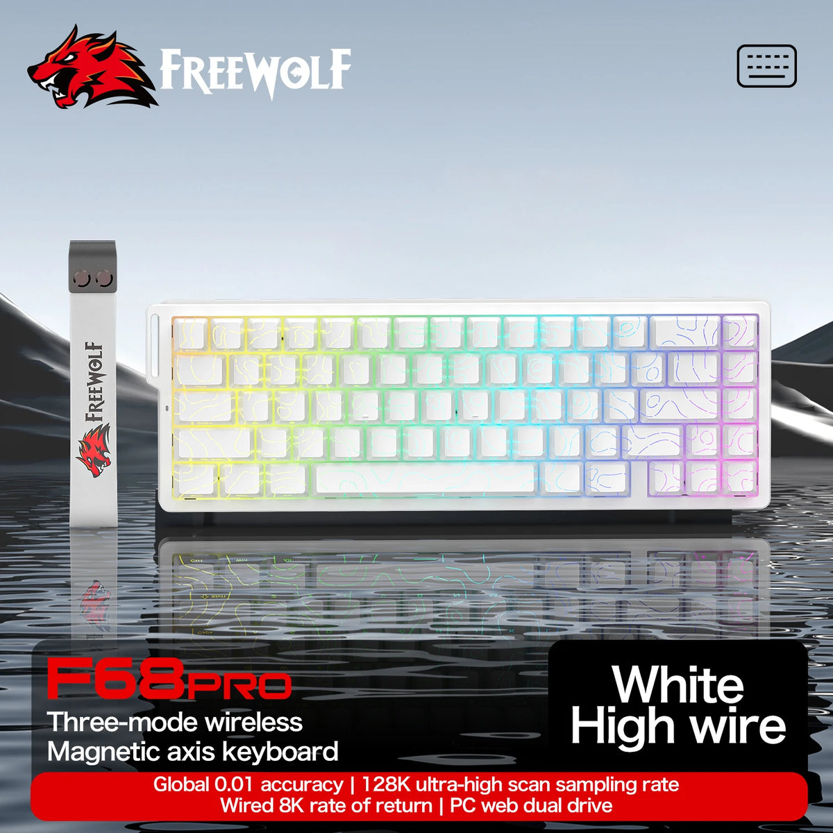 Magnetic Switch Keyboard ATTACK SHARK X68HE Wired and FREEWOLF F68 Wired F68Pro Wireless for Pro Gaming 8K Hz 0.01mm Rapid Trigg