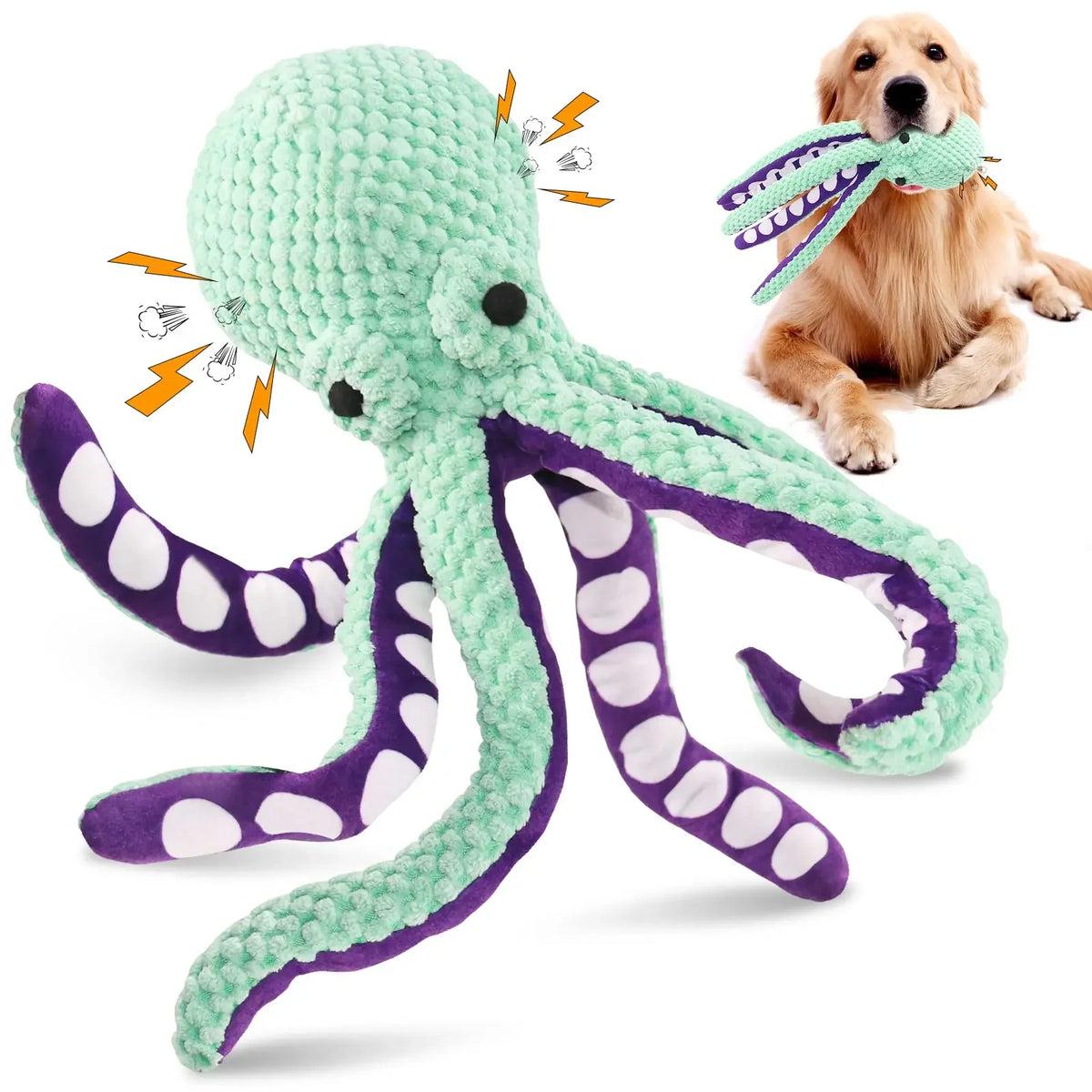 Squeaky Octopus Plush Dog Toy: Interactive Soft Chew Toy for Teeth Cleaning & Anxiety Relief
