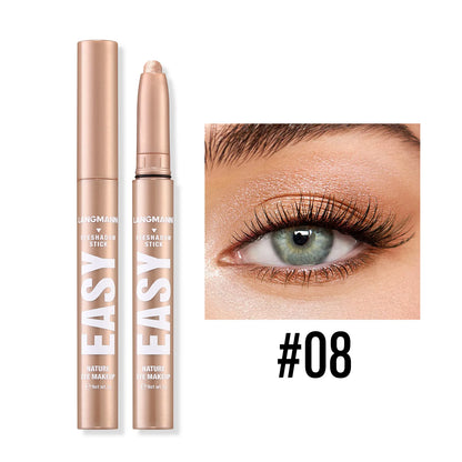 Pearlescent Matte Eyeshadow Pencil Waterproof Smoky Glitter Highlighter Pen Black Brown Makeup Tool Creamy Smooth