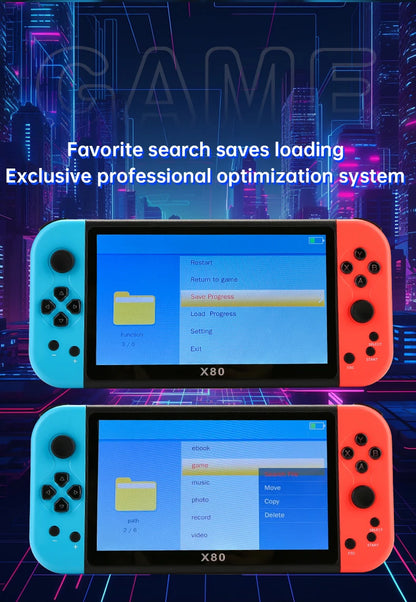 Coopreme X80 Portable Game Console 7-inch HD Large Screen Arcade PS1 Emulator Multi-function Nostalgia Classic PSP Handheld Game