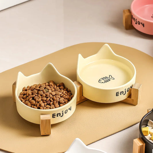 Cat Bowl Black Ceramic Dog Bowl Black Bowl Cat Food Bowl Dog Bowl Dog Drinking WaterCatFood Bowl Pet Water Bowl Anti-overturning