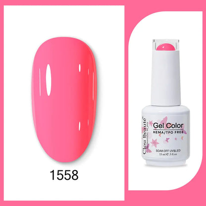 Clou Beaute 15ml Red Black White Green Neon Gel Nail Polish Base Top Coat Velvet Top 400 Colors Semi Permanent Gel Nail Varnish
