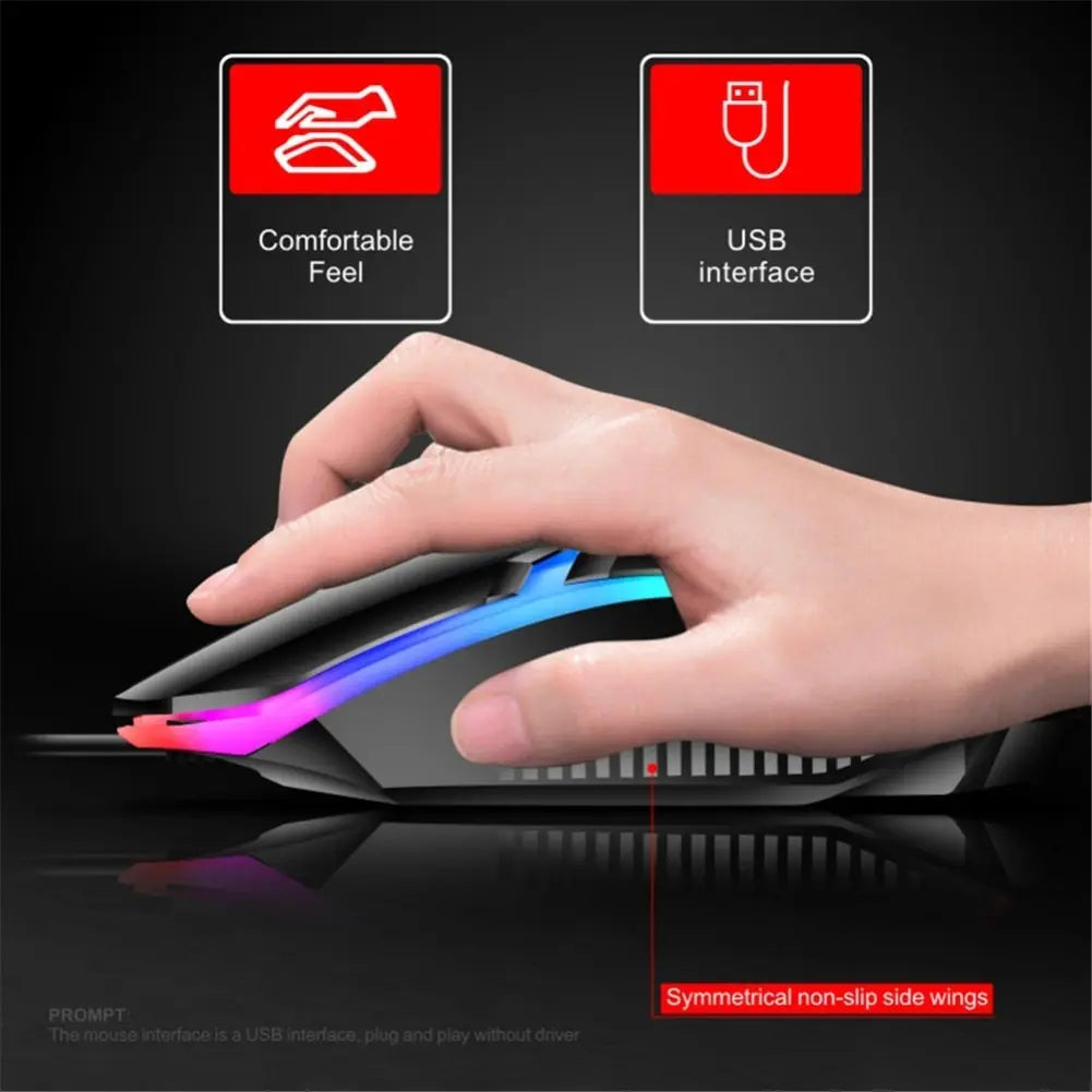 Milang Rainbow Backlit Gaming Combo: Ergonomic Wired Keyboard & Mouse Set