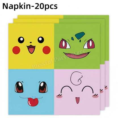 Pokemons Birthday Party Decoration Lightning Pikachu Balloon Tableware Kit Cup Plate Gift Bag Kid Favor Gift Baby Shower Supplie
