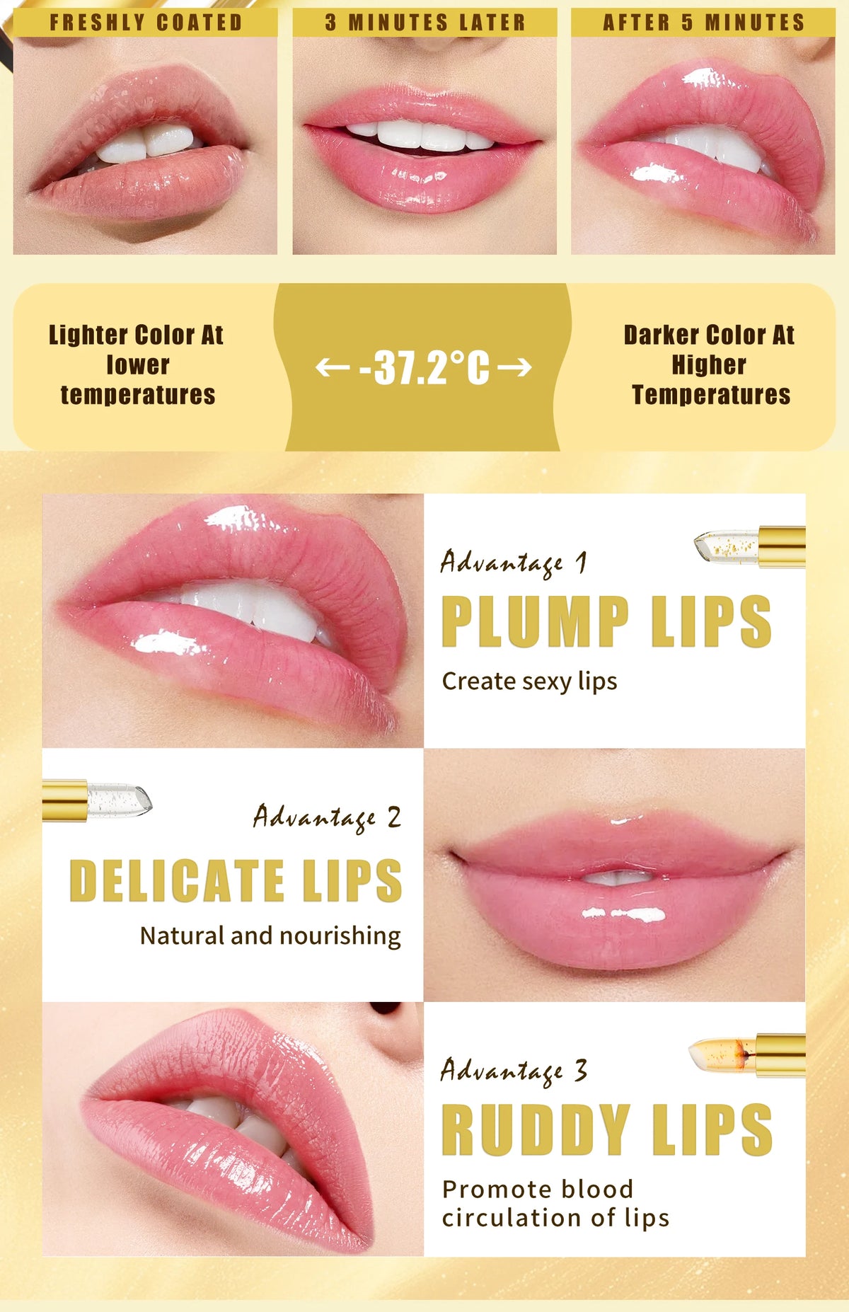 Hellokiss Crystal Color-changing Petal Lipstick for Women Moisturizes long-lasting and non-sticky cup lip balm