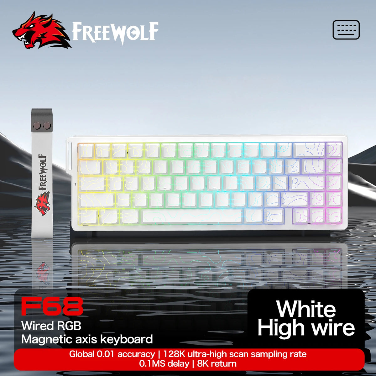Magnetic Switch Keyboard ATTACK SHARK X68HE Wired and FREEWOLF F68 Wired F68Pro Wireless for Pro Gaming 8K Hz 0.01mm Rapid Trigg