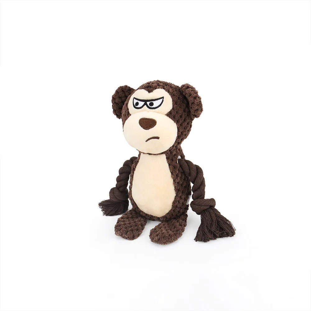 Cute Animal Rope Dog Toy Cute Plush Puppy Chew Pet Squeak Knot Toy Cartoon Rabbit Monkey