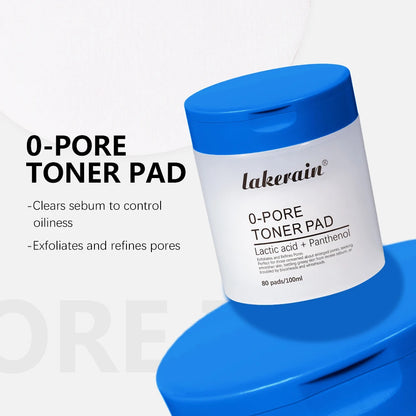 lakerain 0-PORE Toner Pads: Lactic Acid & Panthenol Exfoliating Treatment (80 Pads)