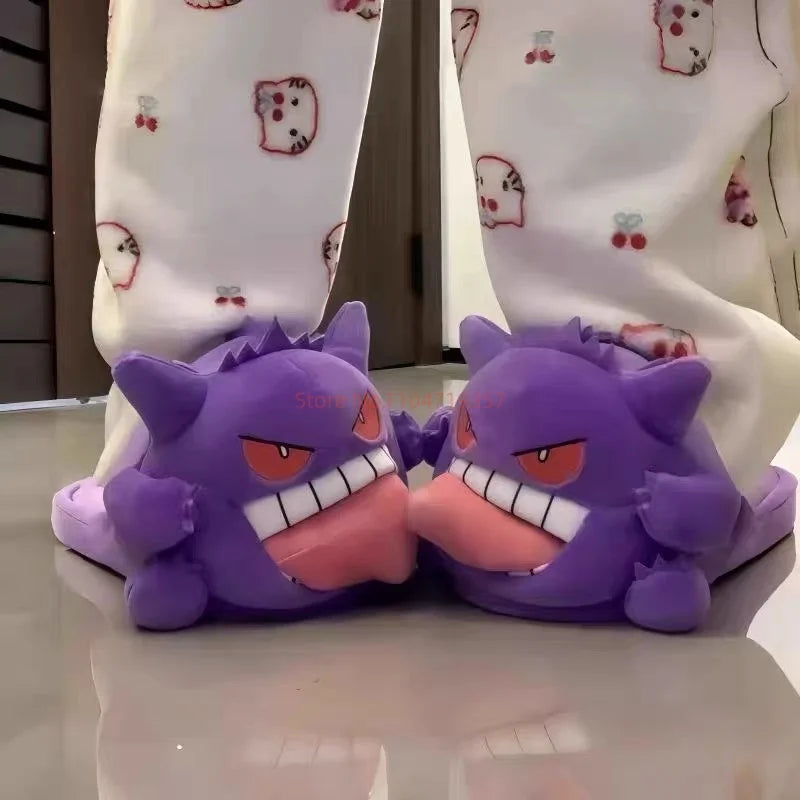 Pokemon Gengar Slippers Funny Tongue Out Design Soft Sole Cute Cozy Winter Warm Indoor Couple Home Wacky Slippers Toy Gifts