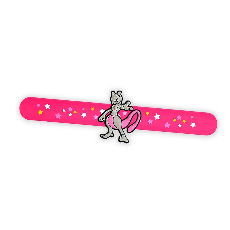 PVC Pokemon Slap Bracelet Kids Pikachu Birthday Decoration Anime Wristband Child Slap Band Puzzle Toy Boys Girls Birthday Party