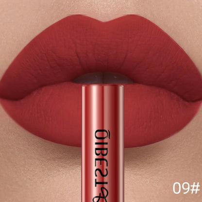 QIBEST Matte Liquid Lipstick Waterproof Long Lasting Velvet Lip Gloss Tint Tube Matte Nude Pigment Red Lipgloss Lips Makeup