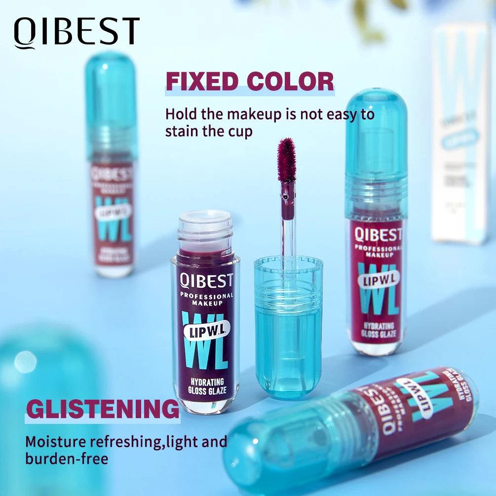 QIBEST Crystal Lip Gloss Mirror Watery Lip Glaze Long Lasting Moisturizing Lip Balm Plumping Gloss Oil Hydrating Makeup Lip Tint