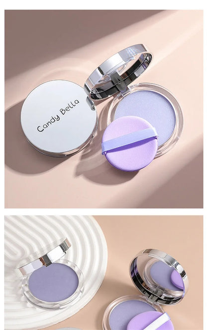 Matte Setting Powder Lasting Oil-control Purple Glitter Pressed Powder Brightening Face Powder Jelly Compact Foundation Makeup