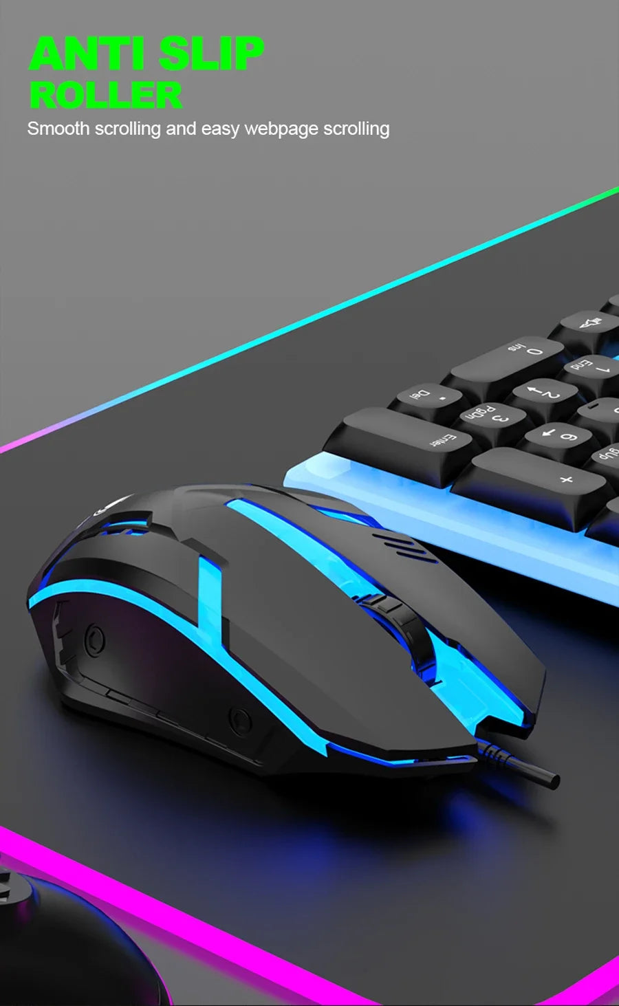 NG GTX350 Gaming Keyboard Mouse Combos Computer Laptop Backlight Gamer Kit LED Wired Usb Keyboard GTX350 Set-Black