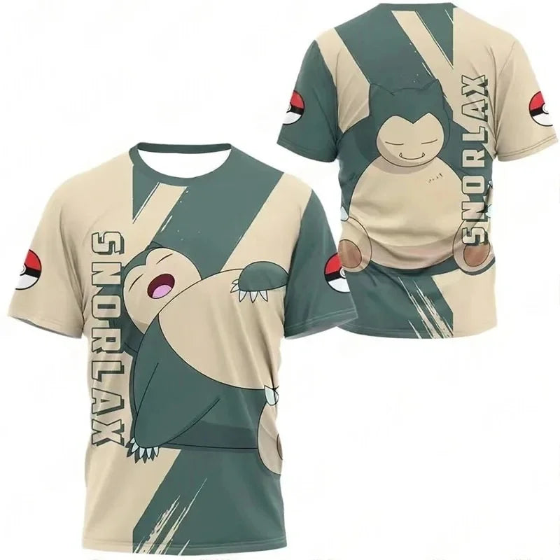 2026 New Bandai Japanese Anime Pokemon Pikachu Pokeball Print T-Shirt  Men's Sports Children