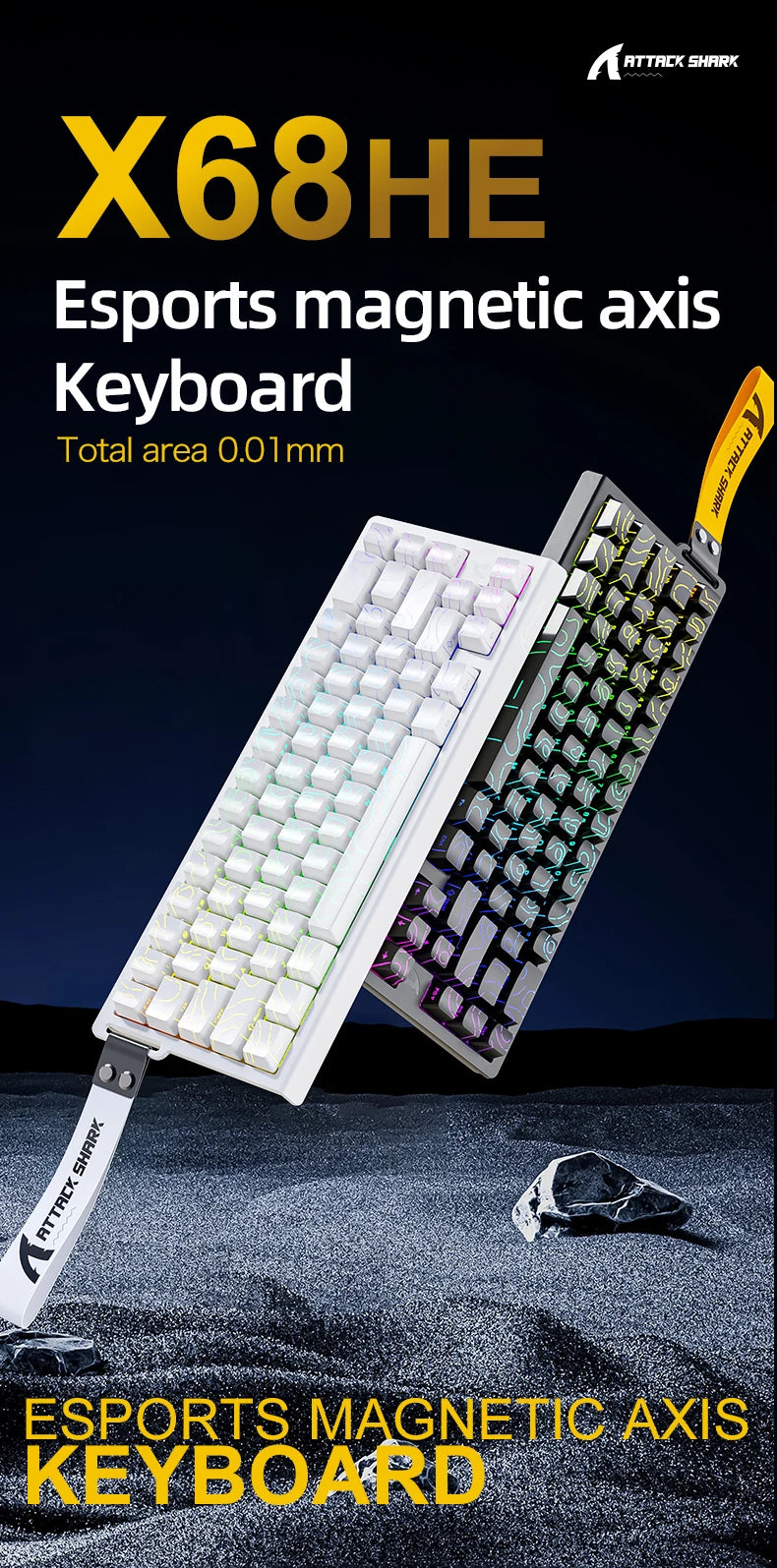 Magnetic Switch Keyboard ATTACK SHARK X68HE Wired and FREEWOLF F68 Wired F68Pro Wireless for Pro Gaming 8K Hz 0.01mm Rapid Trigg