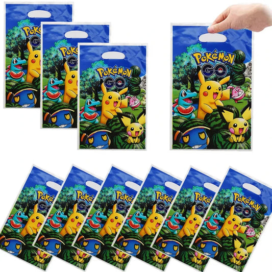 10/20/30pcs Pokemon Birthday theme Gift Bag Pokemon Figures Pikachu Candy Bag Packaging Giveaway Party Favors Children Gifts Sup