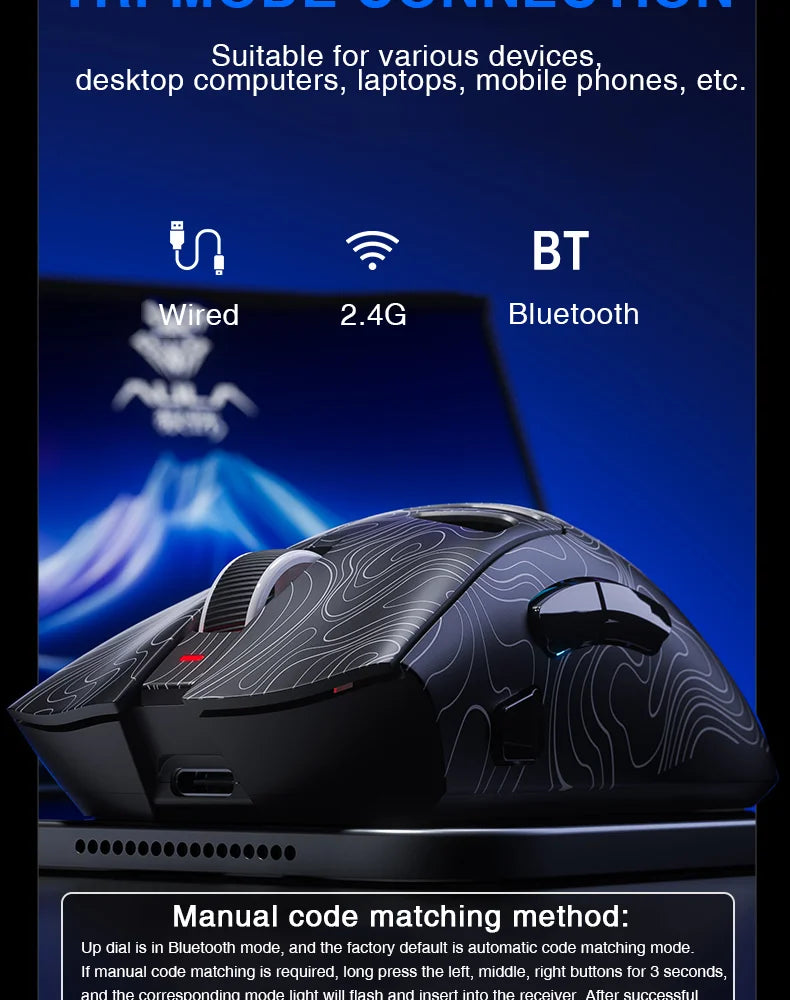 AULA SC620 Wireless Gaming Mouse, Lightweight Design, Multiple Lighting Effects, Customizable Fire Button, Optical Movement Dete