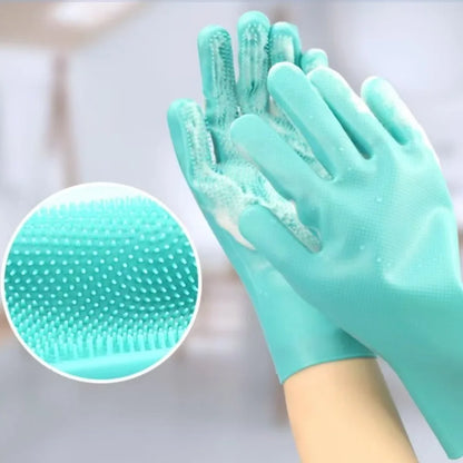 2-Piece Silicone Pet Grooming Gloves: 3-in-1 Bathing, Deshedding & Massage Set