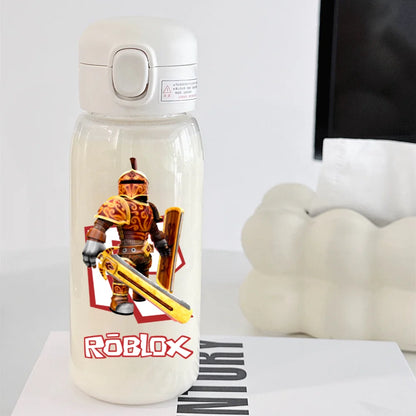 600ml Game Roblox Transparent Straw Water Cup Portable Large Capacity Straw Water Bottle Student Water Cup Plastic Sports Cup