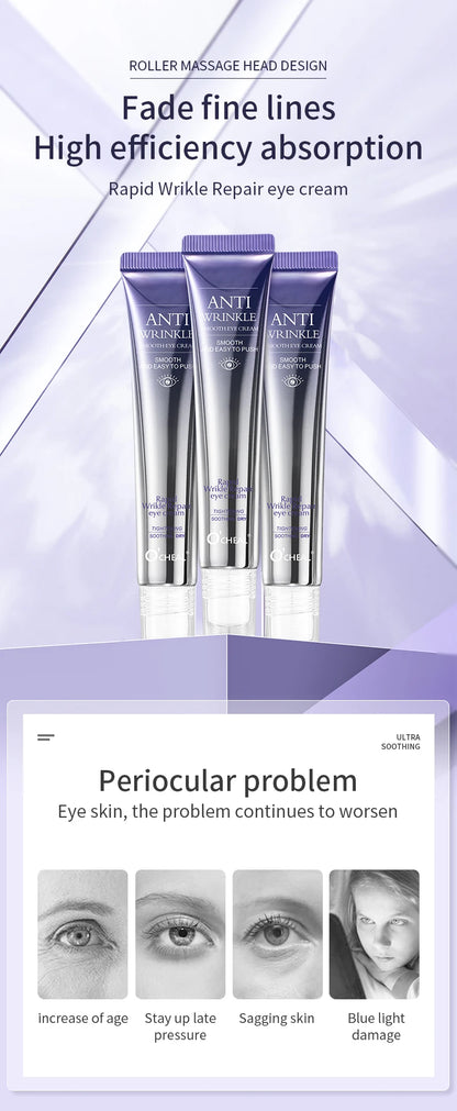 O'CHEAL Rapid Wrinkle Repair Eye Cream: Triple-Roller Massager & Hyaluronic Acid