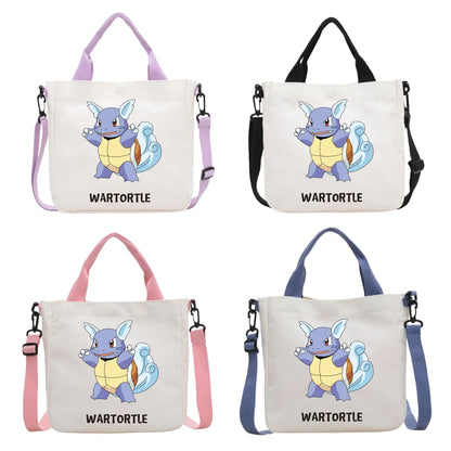 Anime Pokemon Pikachu Canvas Shoulder Bag Cute Cartoon Pattern Print Handbag Boys Girls Leisure Crossbody Bag Birthday Gift