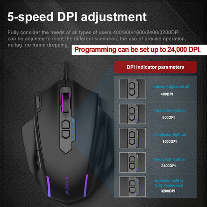 E-YOOSO X-41 USB Wired RGB Gaming Mouse 24000 DPI SG8960 10 buttons programmable game Optical mice for Computer PC Laptop