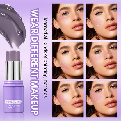 Colorchanging Blush and Lip Balm Dual Applicator Stick Keeps Makeup in Place, Provides Natural Temperature-changing Blush Effect